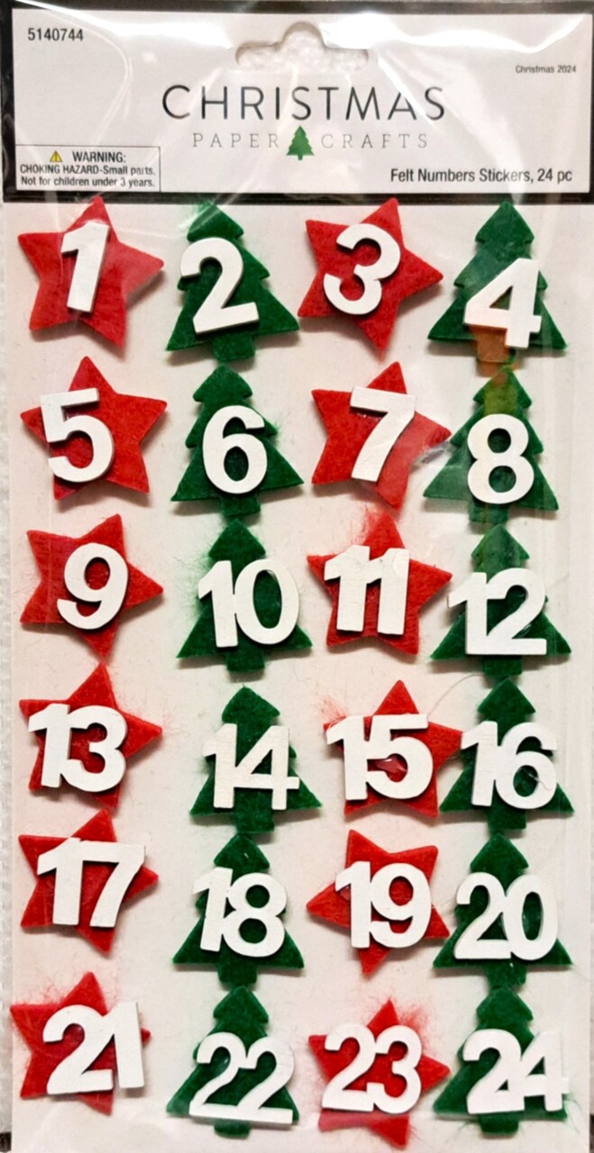 Christmas Paper Crafts Felt Numbers Dimensional Stickers